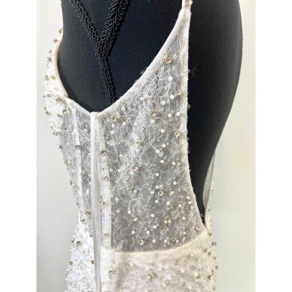 Mac Duggal Embellished Trumpet Gown Dress in White Size 6 Sequin Wedding Bridal - Picture 8 of 10